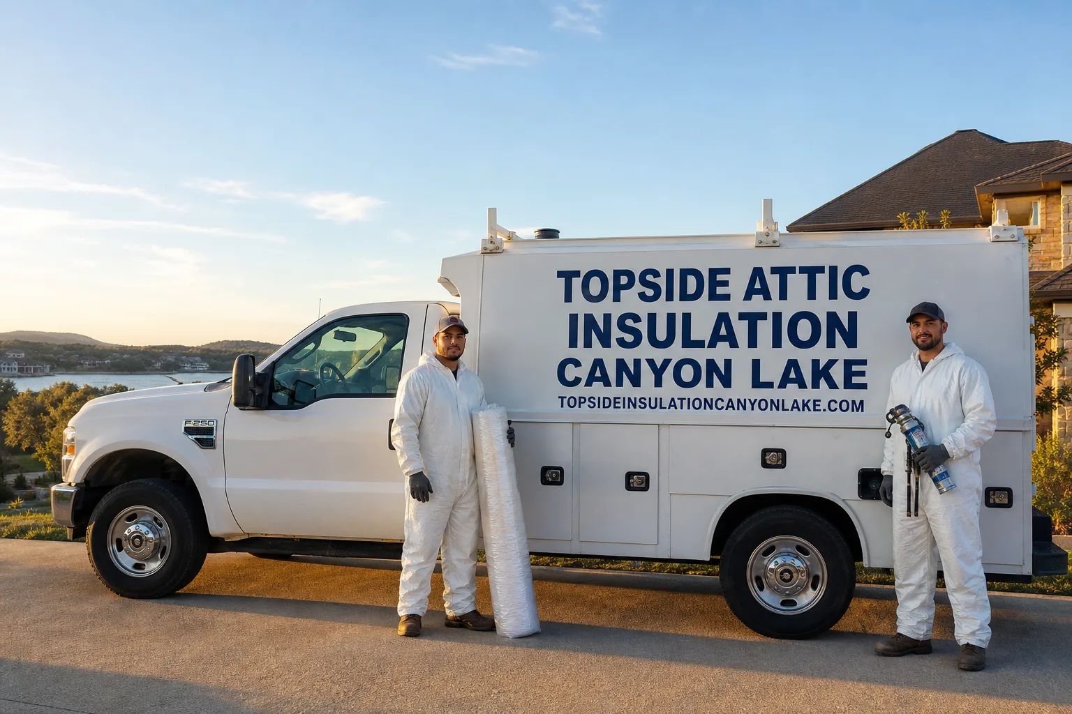 Topside Attic Insulation Canyon Lake insulation service vehicle and crew in Canyon Lake, TX